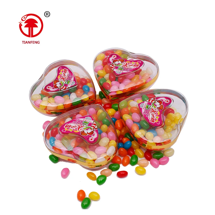 Health food plastic heart for candy jelly bean container halal fruit shaped jelly candy