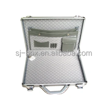 Silver Brushed Aluminum Hard Briefcase