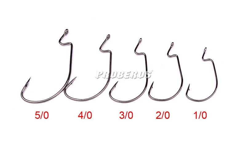 100pcs/bag Fishing Hook 1/0-5/0# Worm Hook Black Color Jig Big Hook Soft Bait Fishhook Simple