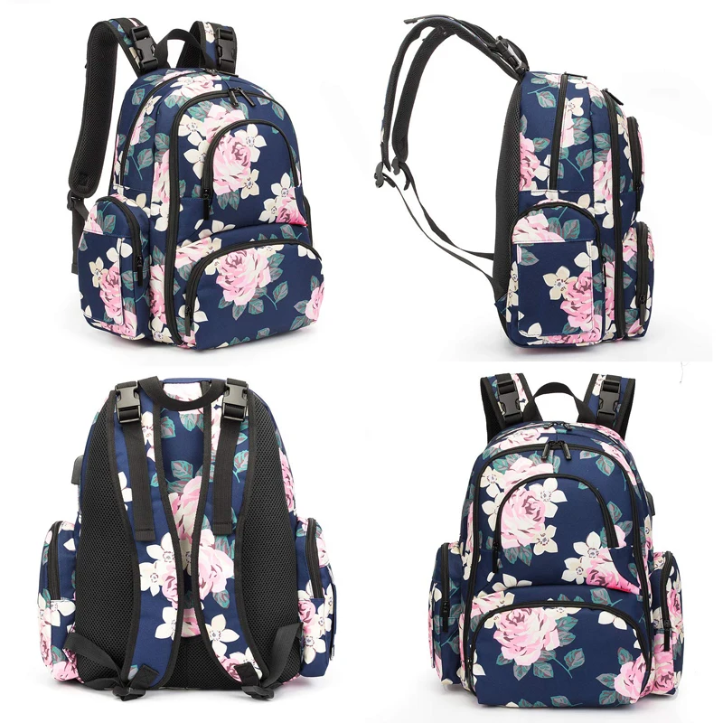 Lokass New Design Stroller Strap System Cotton insular Nappy Mommy Diaper Bag Backpack with Wet Dry Bag