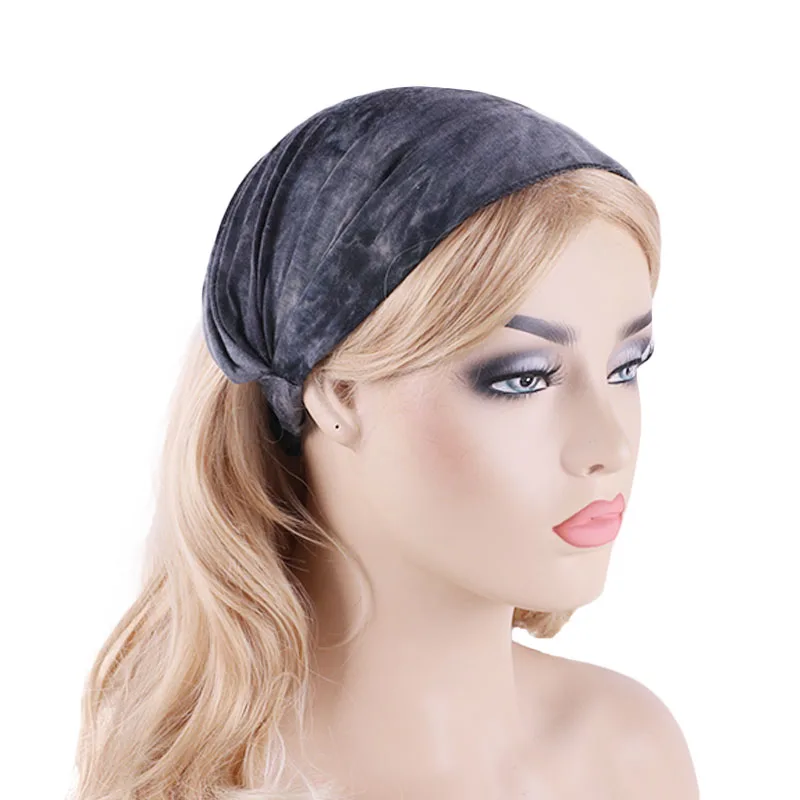 GTOP Wholesale Tie-Dye Colorful Cotton Hair Accessoires Bandana Fashion Girls Elastic Band Yoga Sport Headband For Women TD-206