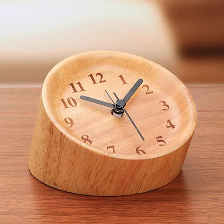 Pastoral Creative Wooden Alarm Clock Art Bedside Desk Table Home Decoration