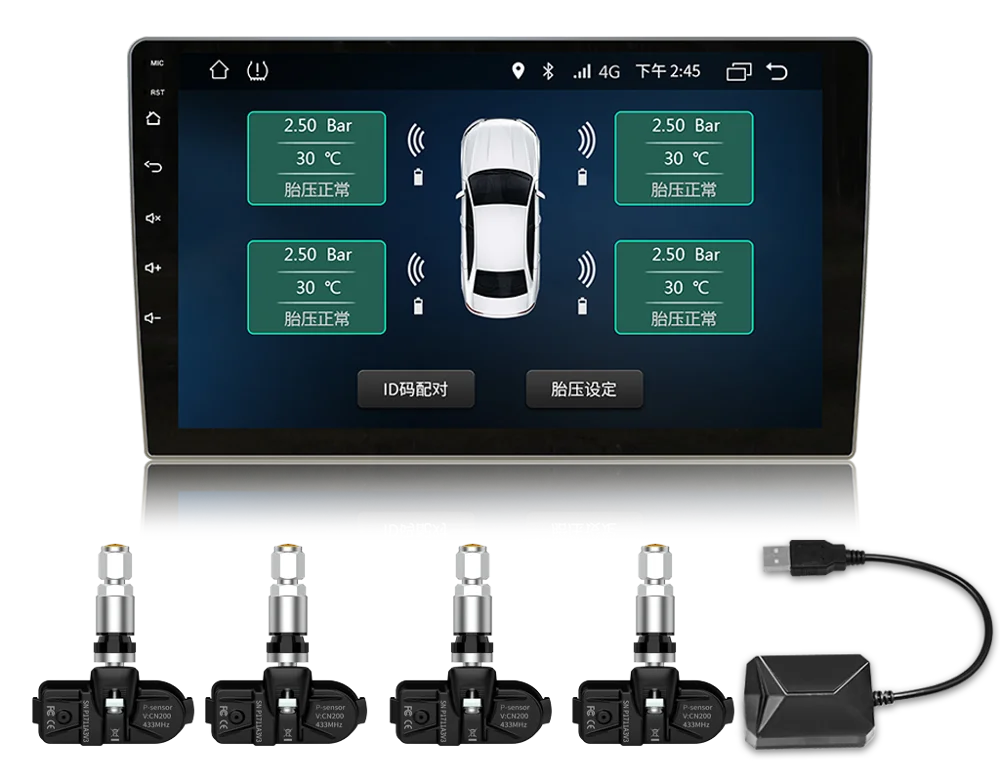 USB TPMS For Android Navigation, Wireless Tire Pressure Monitoring System