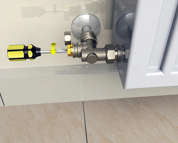 Automatic thermostatic radiator valve for floor heating system Nickel plated side connction