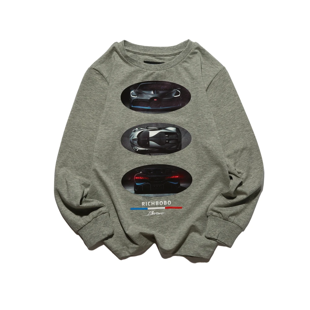 
2019 new design advanced gray printed combed jersey fabric boys long sleeves t-shirt for teenage kids 