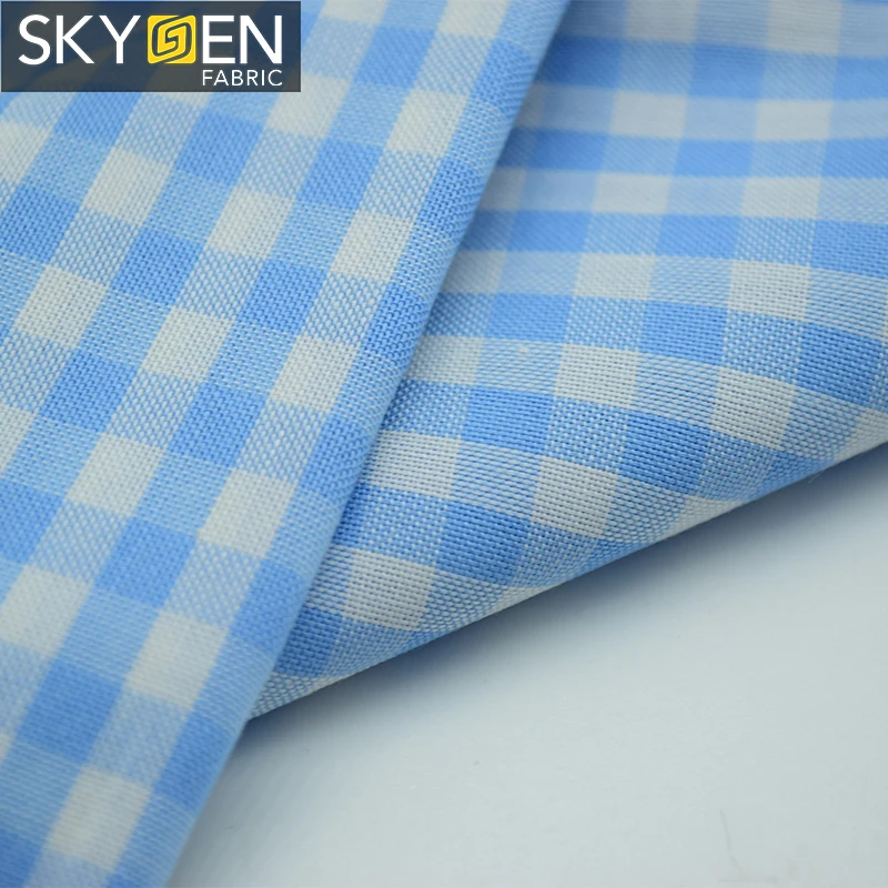 Skygen high quality Guangdong texture stock lot shirt yarn dyed 100 cotton check oxford fabric for shirt