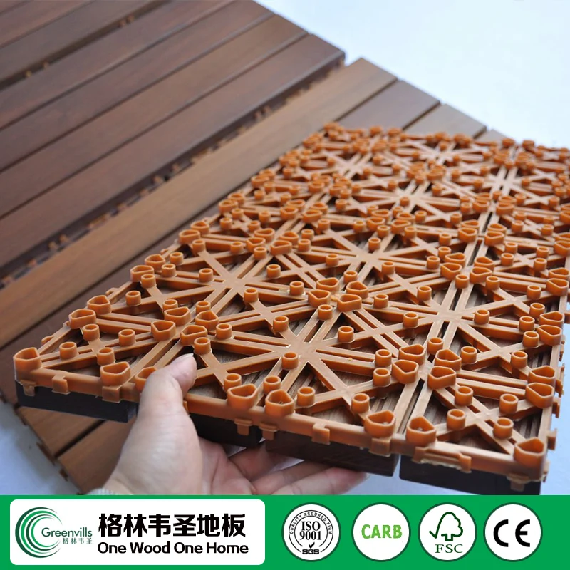 easy installed DIY IPE solid wood decking outdoor tiles hardwood interlocking