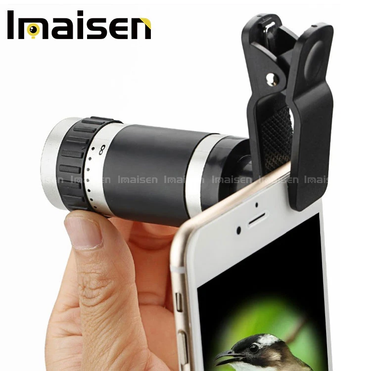 8x Zoom Mobile Monocular Telescope Camera Lens Night Vision Mini Universal Optical Clip Telephoto Black for Phone Accessories