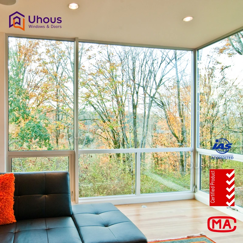 Customized Large Aluminium Glass Windows Magnetic Screen Swing Open Style Horizontal Opening Pattern Windproof for Bedroom