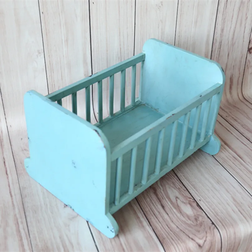 Baby Crib White Newborn Wood Bed Newborn Photo Props Baby Bed Props Wooden Basket for Photoshoot