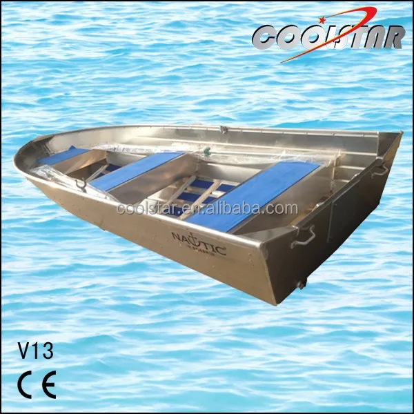 Алюминиевая лодка с плоским дном типа V2.0 с оваром, противоскользящей лентой и поролоновым покрытием EVA