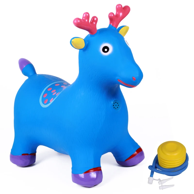 Jumping animal toy PVC inflatable bouncing horse with music and paint normal hopping animal