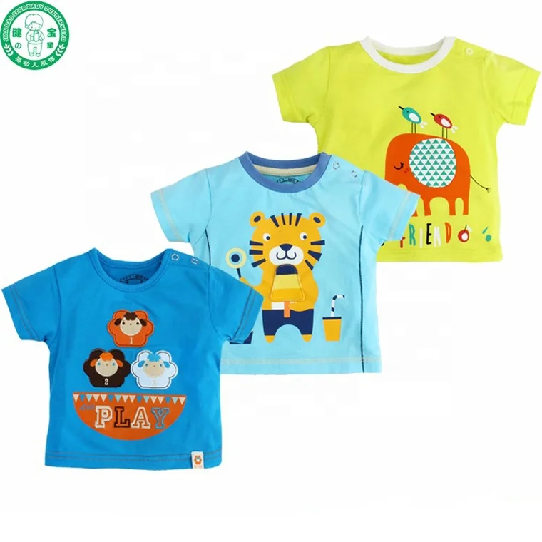 
Wholesale cute printing summer 100% cotton eco friendly unisex baby T shirt children clothing 