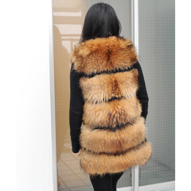 CX-G-B-247D New Fashion Women Custom Raccoon Real Fur Vest