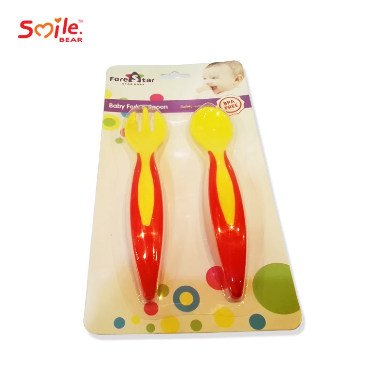 
BPA free food grade cute spork pp baby spoon and fork set 