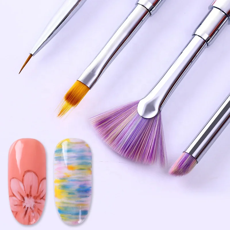 Gradient Pink Rhinestone Handle Nail Dust Glitter Powder Remover Brush,Fan Shape Nail Brush