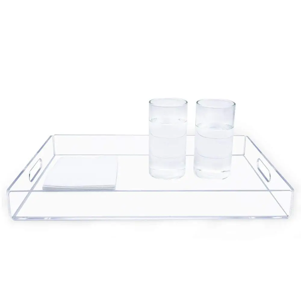 Оптовая продажа, прямоугольный прозрачный акриловый поднос для хранения молочных салфеток