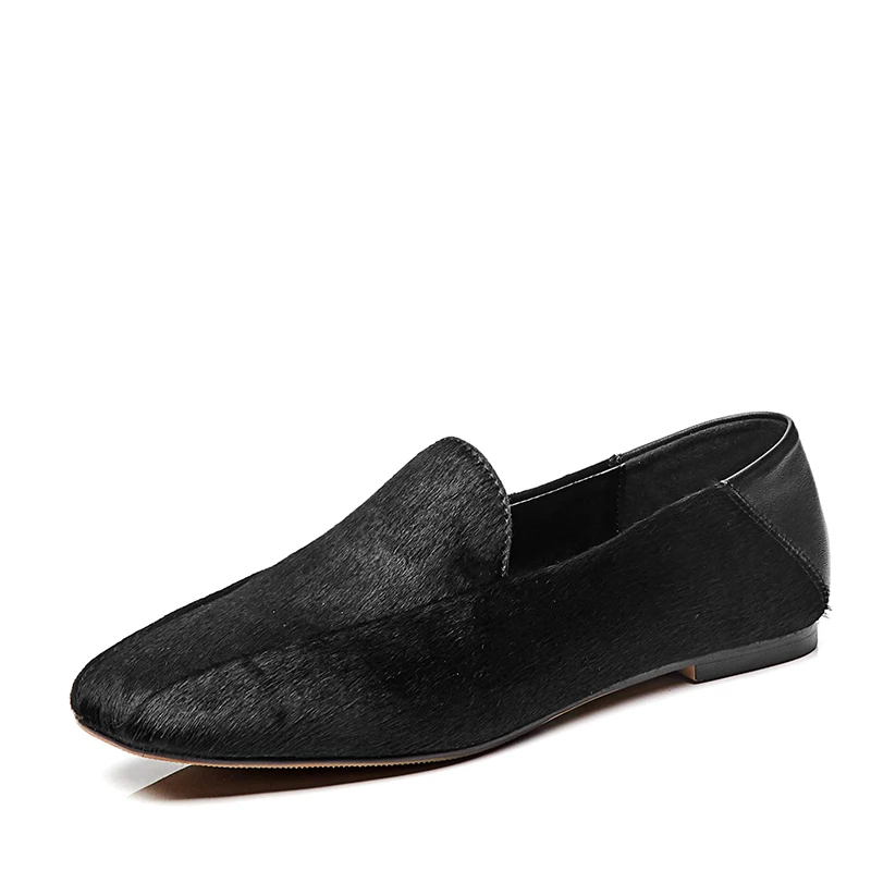 WETKISS Custom 2019 Horse Hair Driving Shoes Speckle Flat Loafers Slip On Women Flats Shoes Office Ladies Flat Loafers Shoes OEM