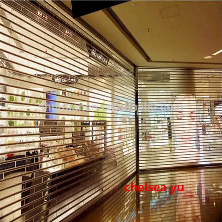 2014 new type commercial store automatic transparent roller shutter door, crystal roll up door