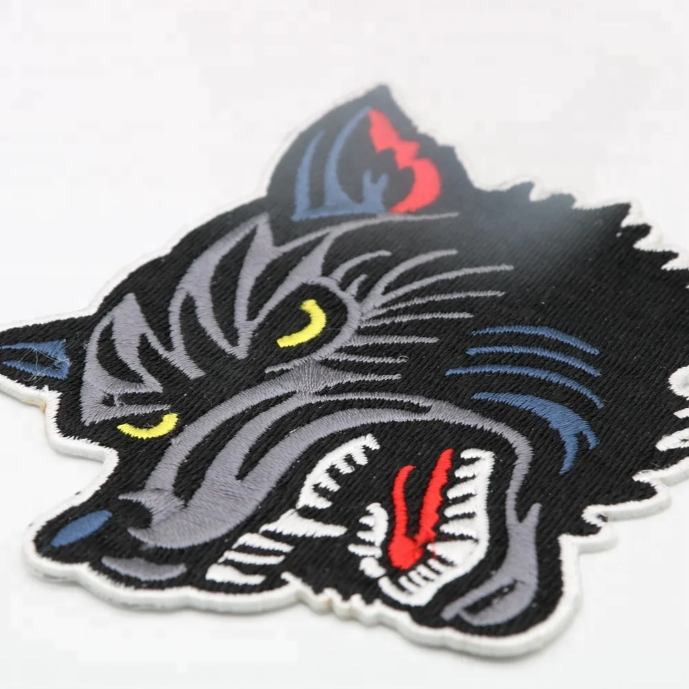 CUSTOM 3D logo embroidery wolf patch design iron on clothing badge