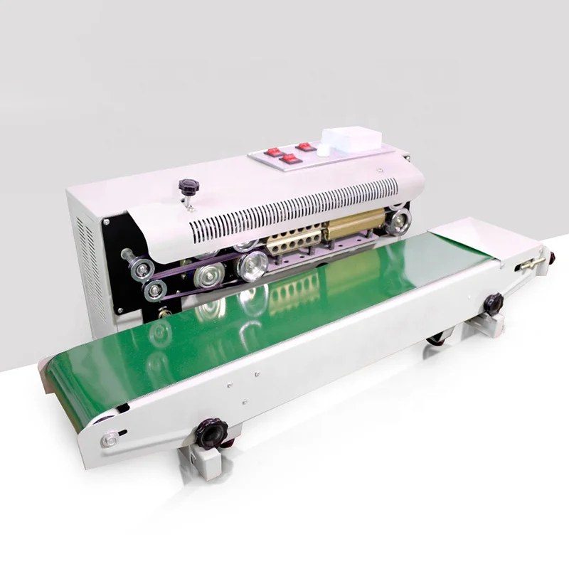 Brand new continuous heat sealer plastic film continuous heat band sealer with date coding plastic bag sealing machine
