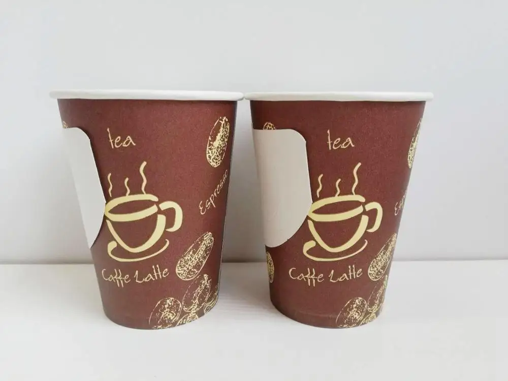 colorful 9oz cheap disposable coffee paper cup with handle single wall take away tea cup