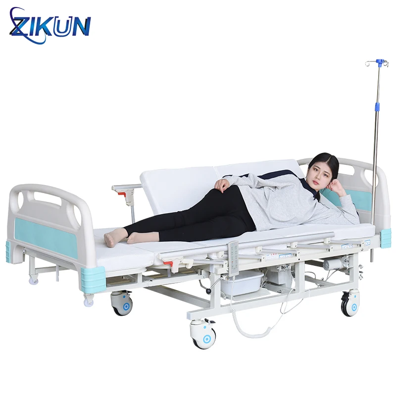 
Lift back remote control 3 functions hospital cot bed with potty hole 