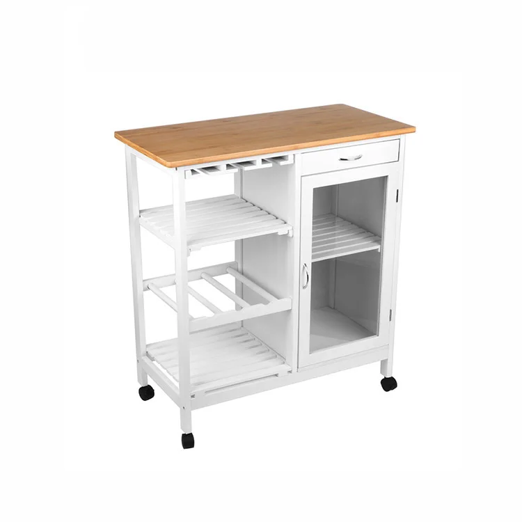 Design Bamboo Wood Kitchen Food Trolley For Home