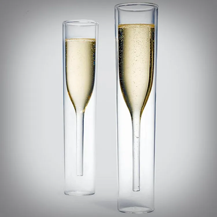 Handmade Drinking  Glass  Double Wall Champagne Flutes Cup Glasses  Gift Set