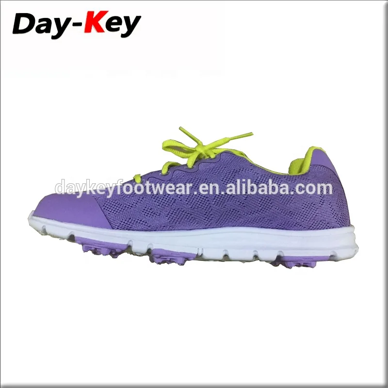 Purple dottedwomen mesh golf shoes/ty dotted cow hide water proof lady golf shoes/amazing sneakers