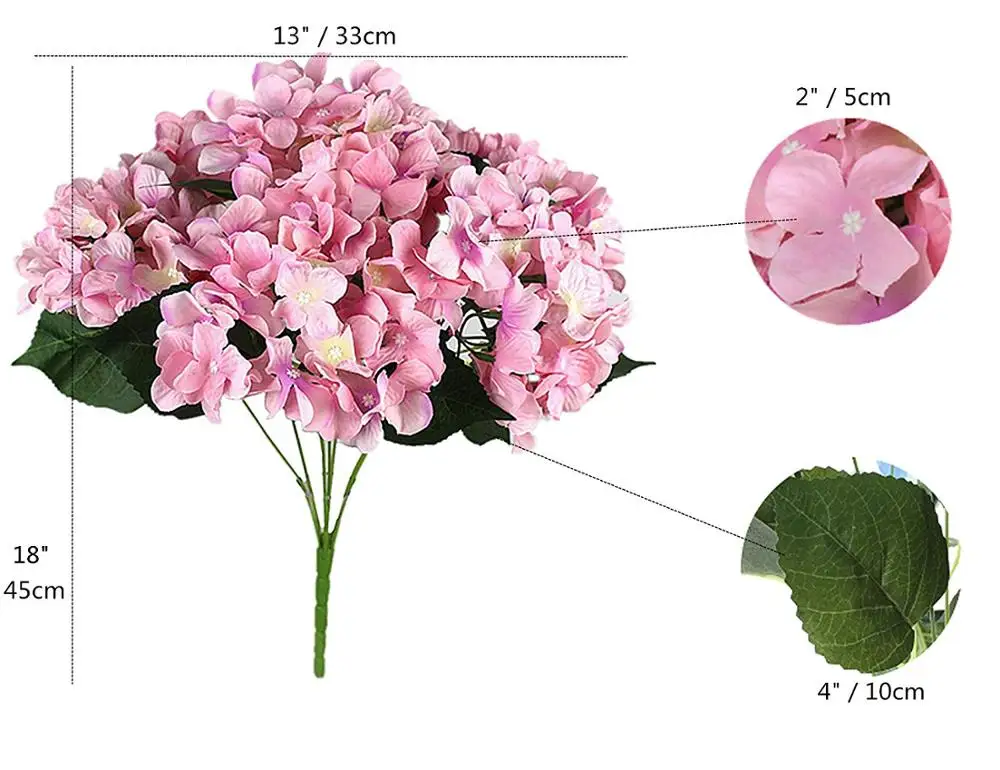 Hot Selling 50cm Hydrangea 7 Heads Bunch Faux hydrangea For Home Decoration Wedding Hydrangea Artificial Flowers