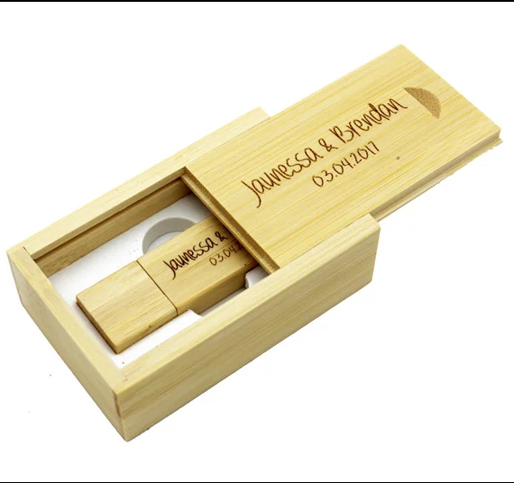 Customer Logo Wooden Usb With Box Usb Flash Drive Memory Stick Pen Drive 4Gb 8Gb 16Gb 32Gb U Disk Wedding Gift