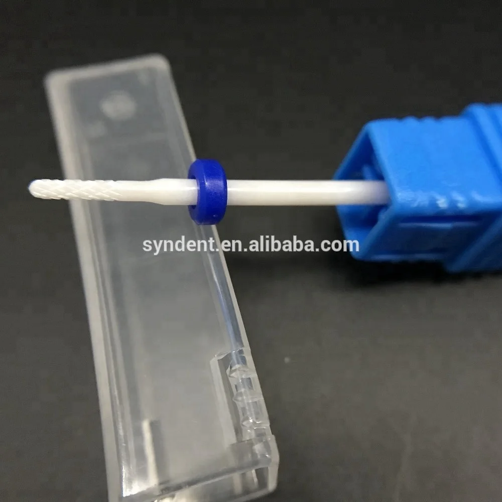 Ceramic acrylic remove nail footcare dental drill bit bur with cylinder shape round end cut