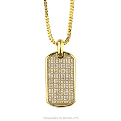 Men Big Iced Out Sterling Silver Dog Tag Pendants Engravable