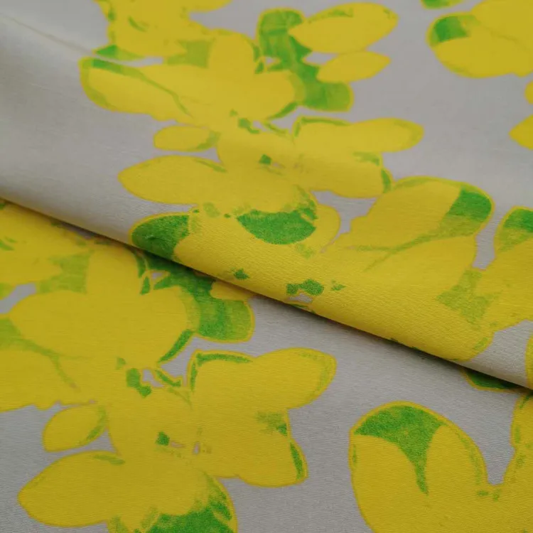 Printed natural mulberry dupion silk fabric for dress garment