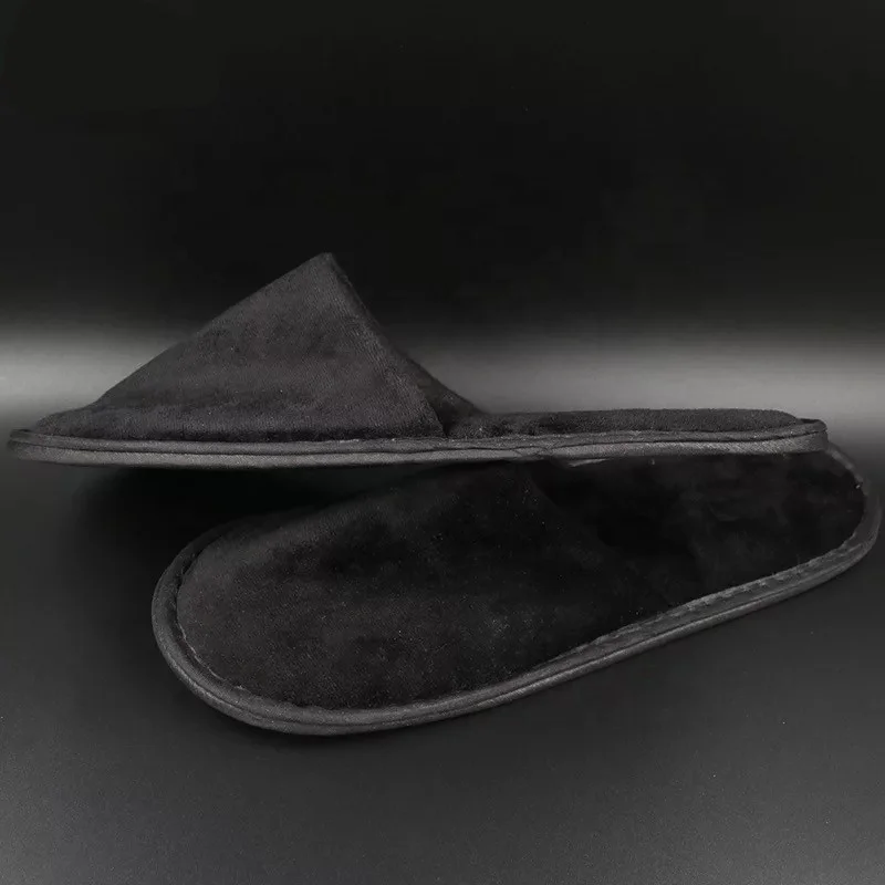 Yangzhou factory wholesale Black  anti-slip sole indoor hotel disposable slippers