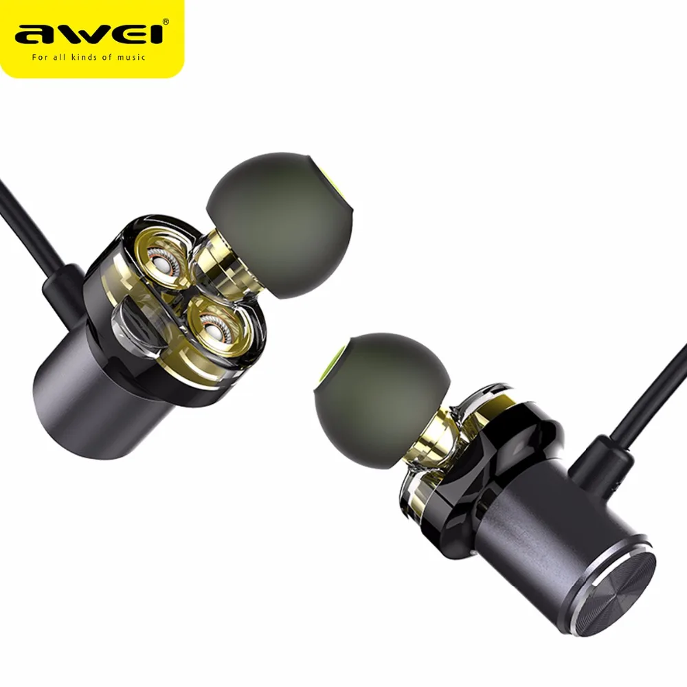 AWEI New product Dual Driver Bluetooth Earphone