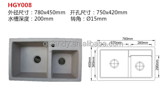 Granite Double bowl Undermount Kitchen Sink (HGY008)