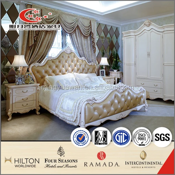 Renaissance style president suite furniture palace hotel royal luxurious bed room furniture sets beech timber wood furniture