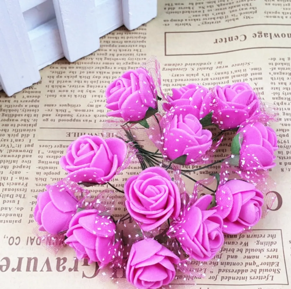 144 pieces/Pack Artificial Roses Foam Flower Head For Wedding Decoration