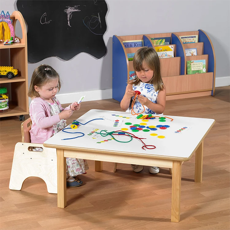 Customized Montessori Wooden Kindergarten Furniture Modern Kids Table and Chair Set with EN71 Activity Playset Furniture