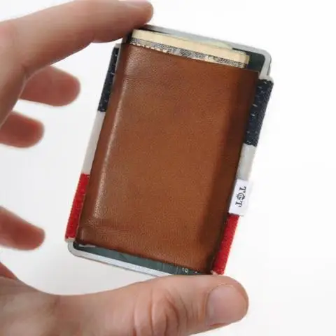 Magic minimalist card holder wallet genuine and pu leather elastic slim wallet