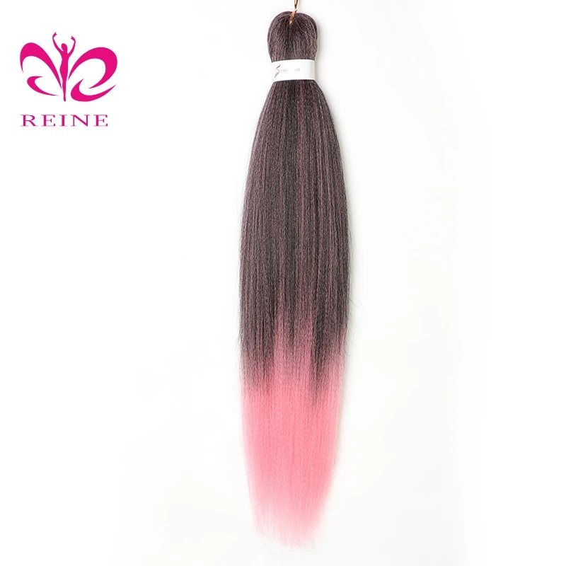 REINE soft Pre stretched Layered Perm Yaki Style  Braids Ombre Color 26 inch Jumbo Braid for Crochet Twist Hot Water