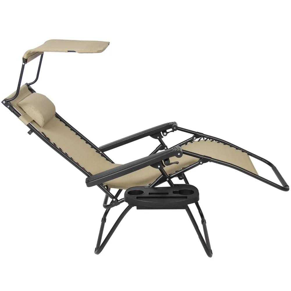 Стул с нулевой гравитацией с навесом, оттенком, держателем для стакана, для патио, для улицы и сада