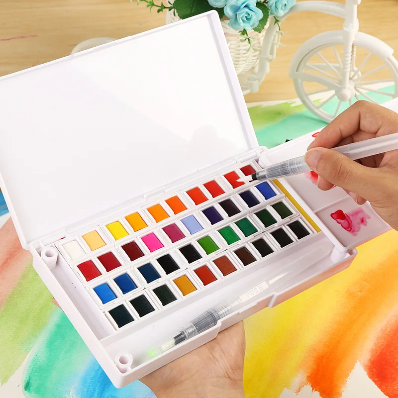 
12/18/24/36 Color travel portable solid paint watercolor pen with water tank Watercolor pen painting watercolor paint set 48 