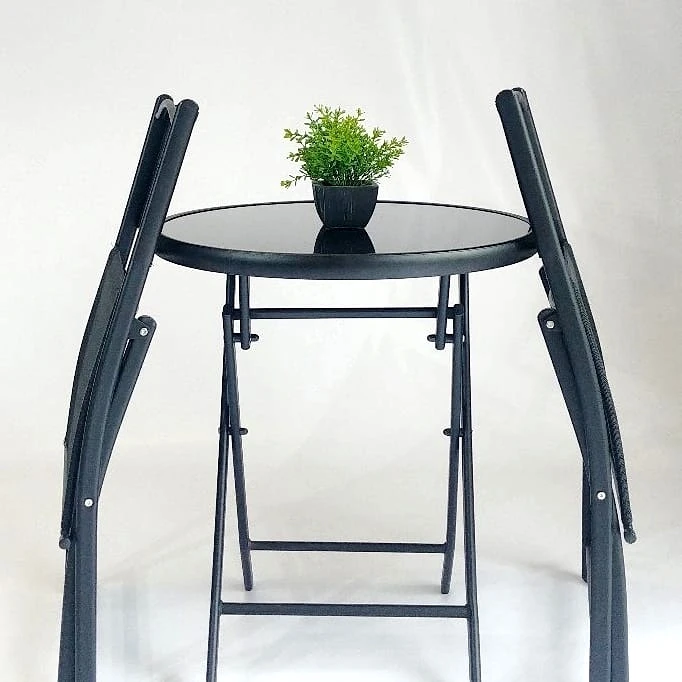 
Metal Steel Home Round Outdoor Cafe Terrace Foldable Folding 60cm Bistro Patio Garden Table 