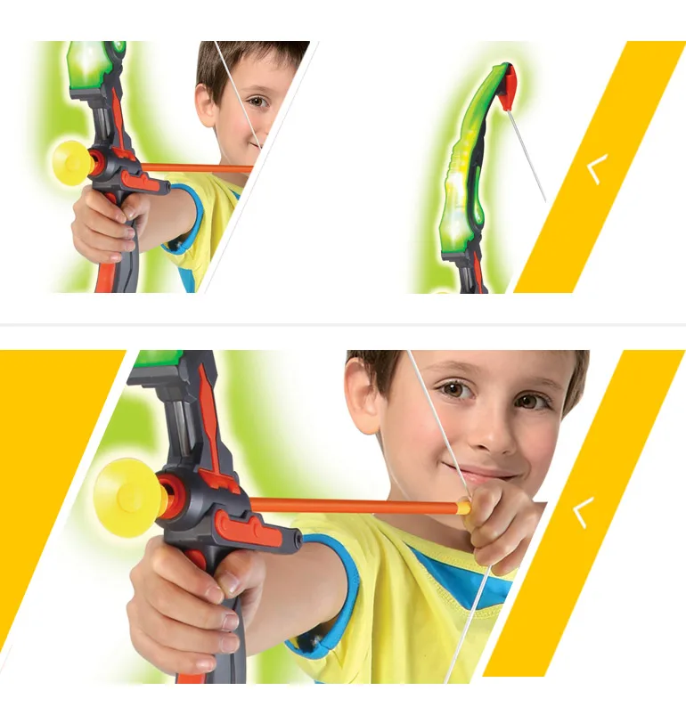 outdoor green color luminous shooting game led light up in the night bow and arrow toy set for kids
