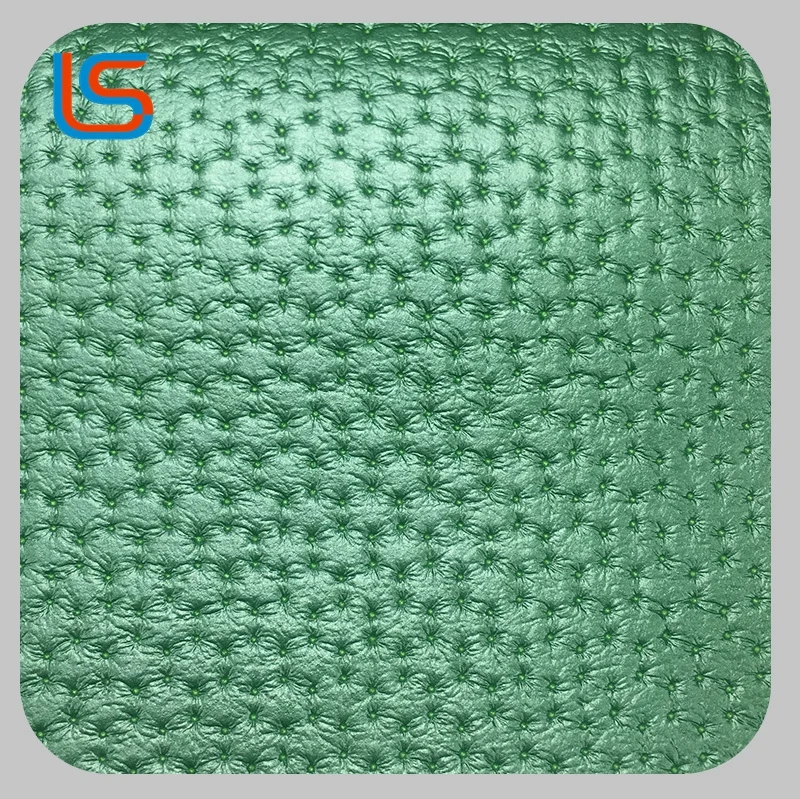 
Royal PVC embossed pearl powder faux brush backing leather for decorative upholstery leather 