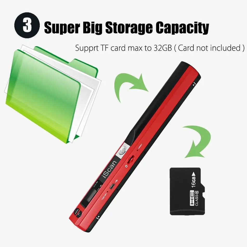 New arrival iScan Handy A4 Paper Maximum Portable Digital Scanner 900DPI Handyscan Document Scanner