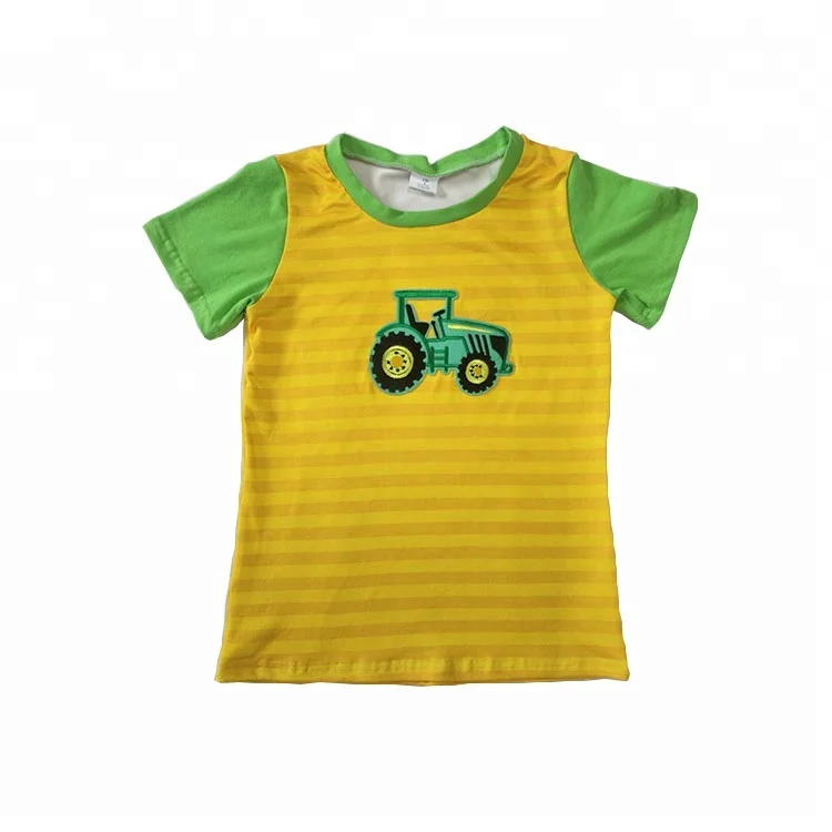 
New Arrival Design Striped Short Sleeve Car Pattern Comfortable Baby Tops 